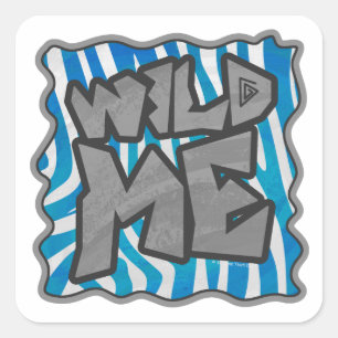 Zebra Silhouette Blue and White Design Square Sticker