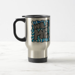 Zebra Silhouette Blue and White Design Travel Mug