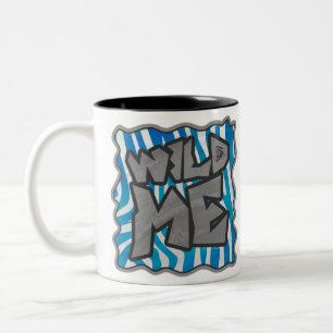 Zebra Silhouette Blue and White Design Two-Tone Coffee Mug