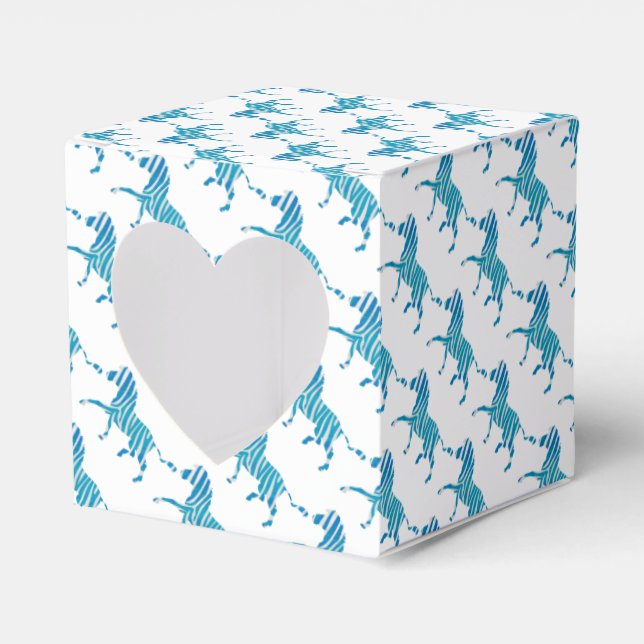 Zebra Silhouette Blue and White Favour Box (Front Side)