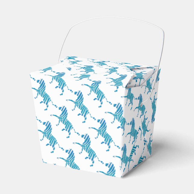 Zebra Silhouette Blue and White Favour Box (Front Side)