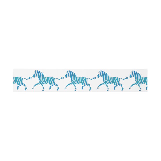 Zebra Silhouette Blue and White Invitation Belly Band (Flat)