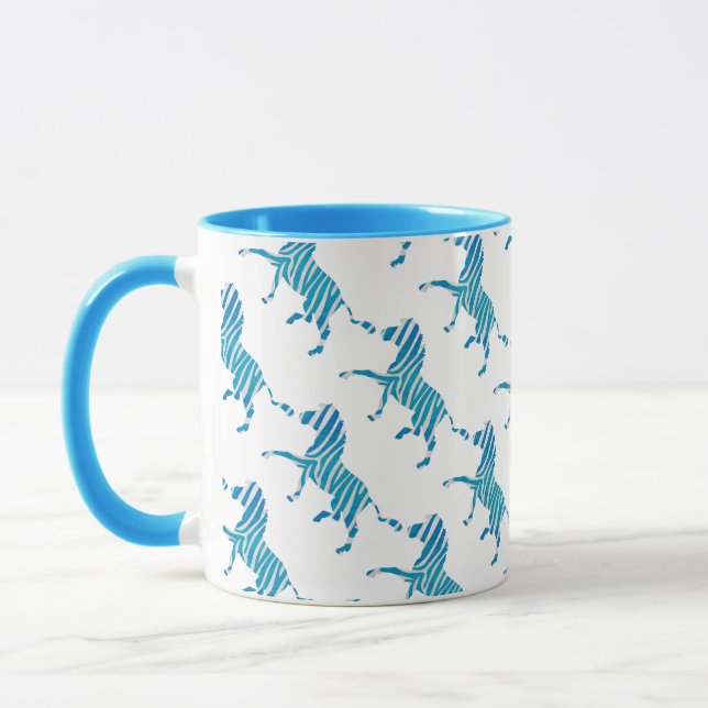 Zebra Silhouette Blue and White Mug (Left)
