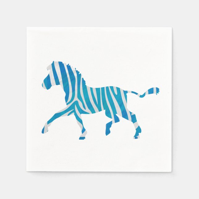 Zebra Silhouette Blue and White Napkin (Front)