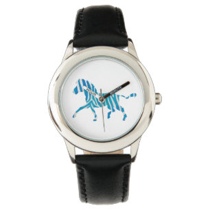 Zebra Silhouette Blue and White Watch