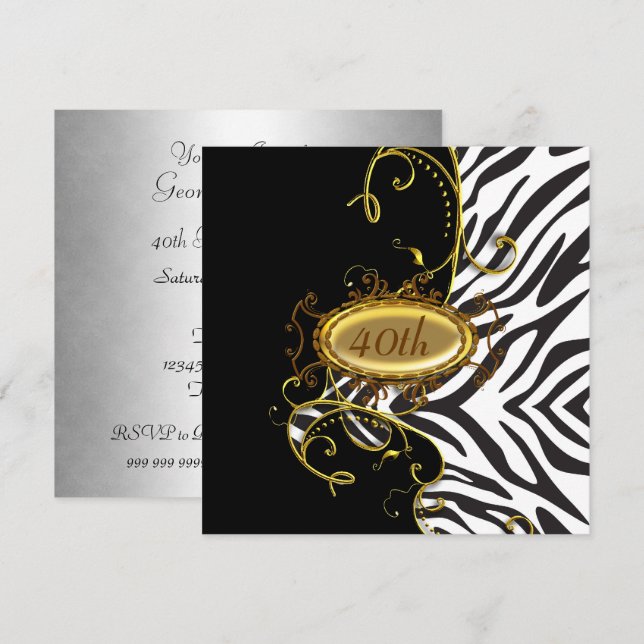 Zebra skin Birthday party Invitation (Front/Back)
