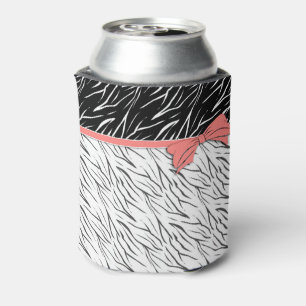 Zebra skin black white tiger leather stripes pink can cooler