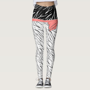 Zebra skin black white tiger leather stripes pink leggings