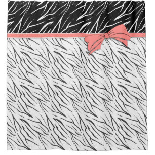 Zebra skin black white tiger leather stripes pink  shower curtain
