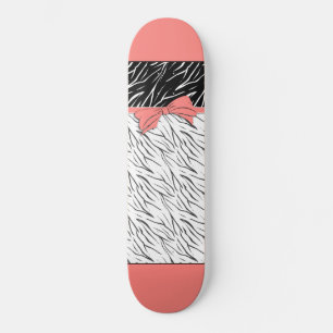 Zebra skin black white tiger leather stripes pink  skateboard