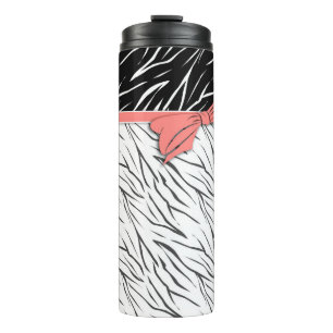 Zebra skin black white tiger leather stripes pink thermal tumbler