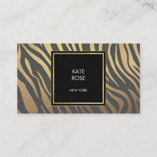 Zebra Skin Golden Stripes Geometric Glam Vip Business Card