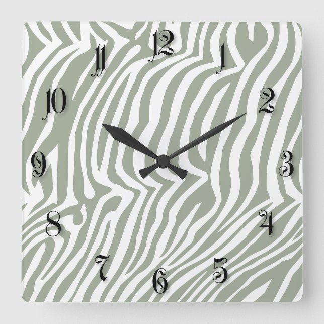 Zebra skin pattern square wall clock (Front)
