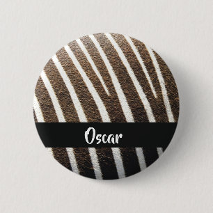 Zebra skin print 6 cm round badge
