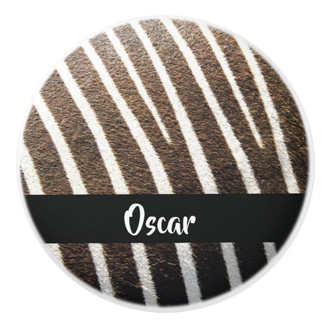 Zebra skin print ceramic knob (Front)