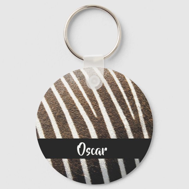Zebra skin print key ring (Front)