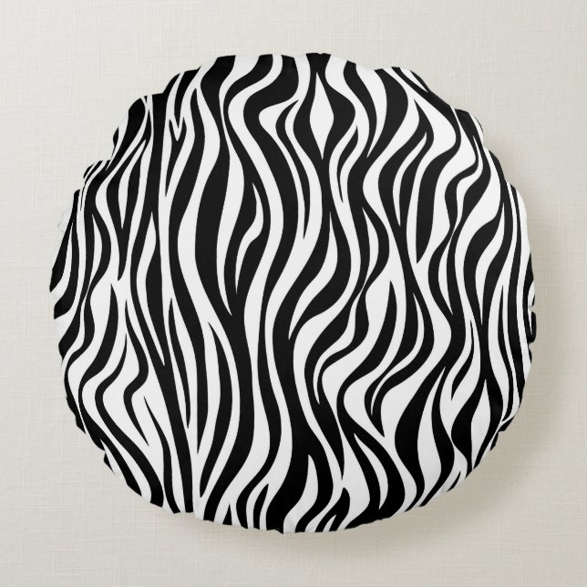 Zebra Skin Print Round Cushion (Front)