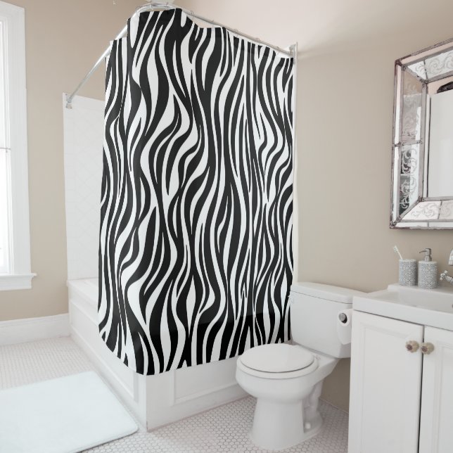 Zebra Skin Print Shower Curtain (In Situ)