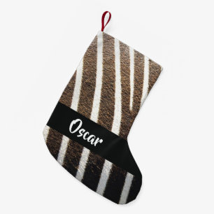 Zebra skin print small christmas stocking