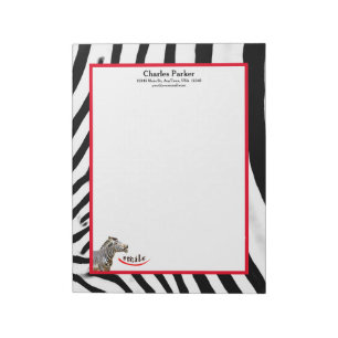 Zebra Smile Black/White/Red Customisable Large Notepad