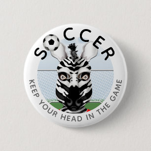 Zebra Soccer Player Inspirational 6 Cm Round Badge