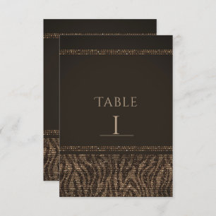 Zebra Sparkle Brown Gold Glam Chic Table Number