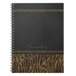 Zebra Sparkle Sequins Glam Chic Modern Bling Notebook