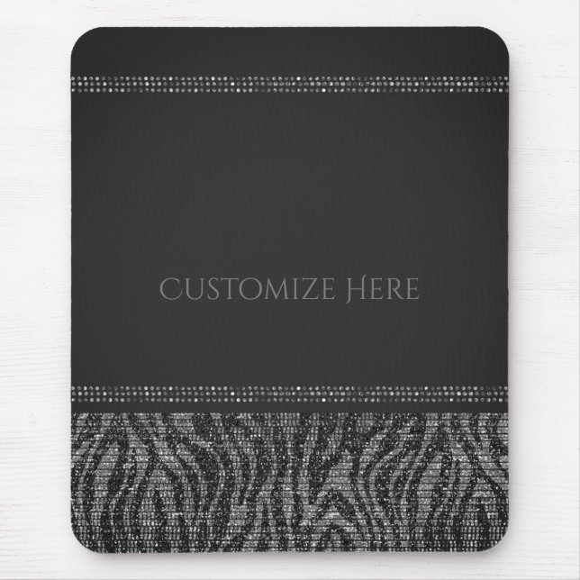 Zebra Sparkle Sequins Glam Chic Modern Glamour Mouse Mat (Front)