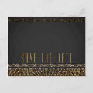 Zebra Sparkle Sequins Glam Chic Save the Date Announcement Postcard