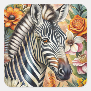 Zebra Square Sticker