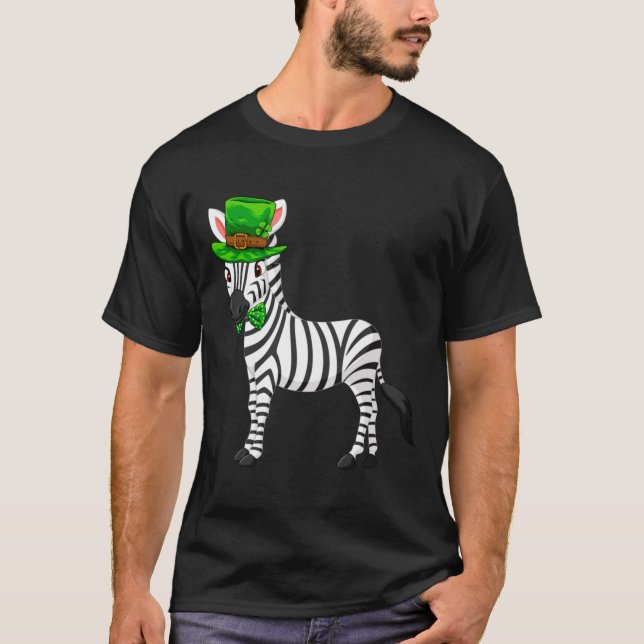 Zebra St Patrick S Day With A Leprechaun Hat Long  T-Shirt (Front)