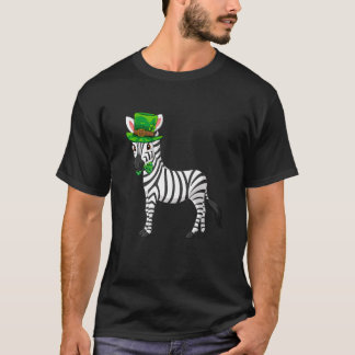 Zebra St Patrick s Day with a Leprechaun Hat Long  T-Shirt