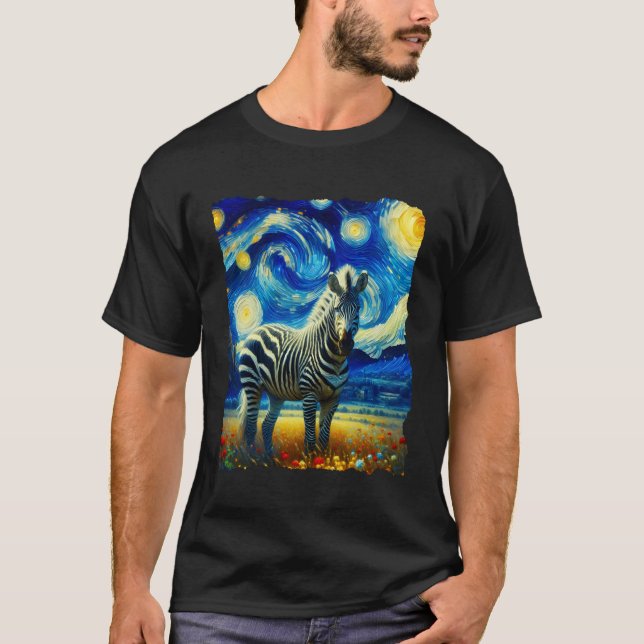 Zebra Starry Night Zebra T-Shirt (Front)