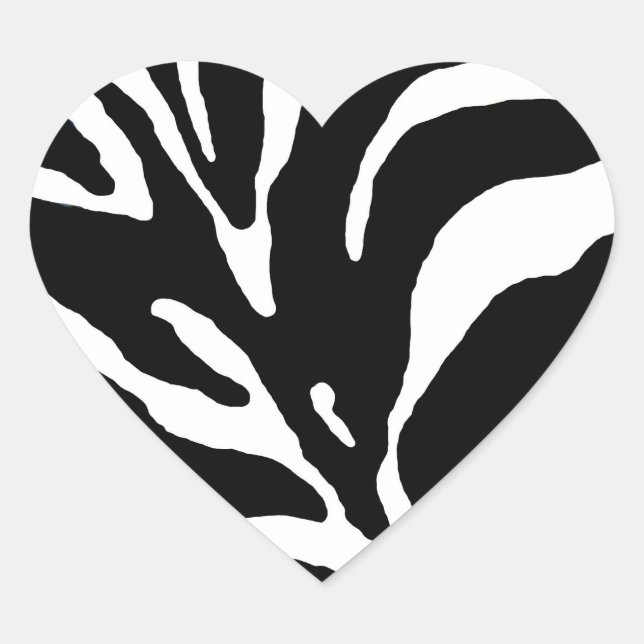 Zebra Stripe Animal Print Heart Sticker (Front)