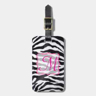 Zebra Stripe Animal Print Monogram Luggage Tag