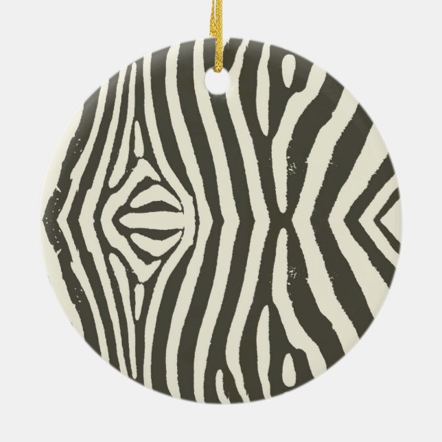 Zebra Stripe Animal Print Pattern Ceramic Tree Decoration (Back)