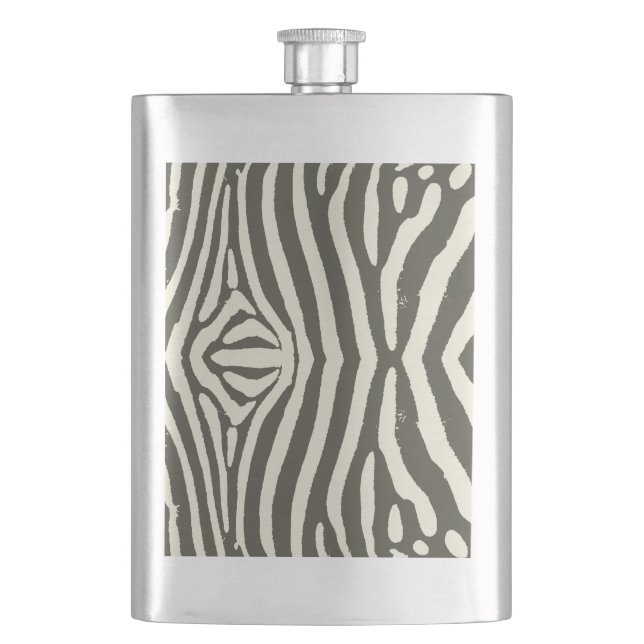 Zebra Stripe Animal Print Pattern Hip Flask (Front)