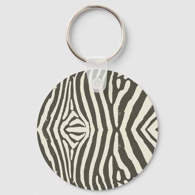 Zebra Stripe Animal Print Pattern Key Ring (Front)