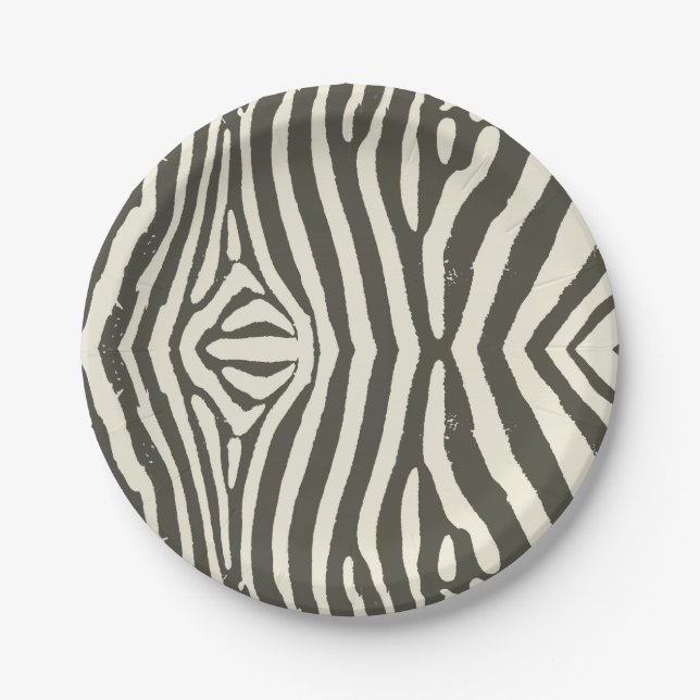 Zebra Stripe Animal Print Pattern Paper Plate (Front)