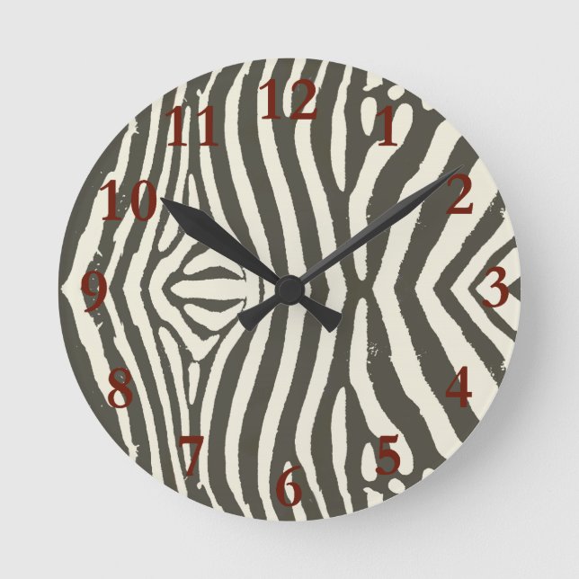 Zebra Stripe Animal Print Pattern Round Clock (Front)