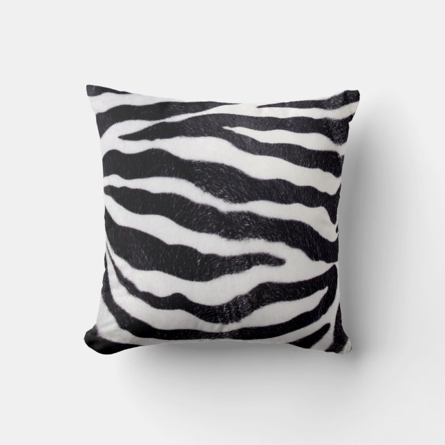 Zebra Stripe Animal Print Wild Throw Couch Pillow (Front)