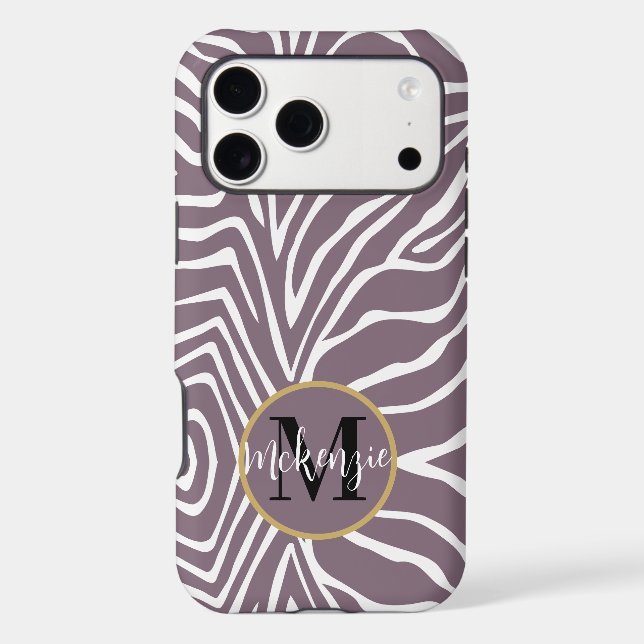 Zebra Stripe Any Colour Personalise Monogram iPhon (Back)