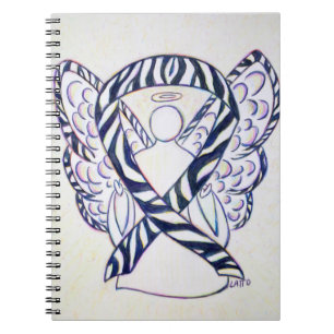 Zebra Stripe Awareness Ribbon Angel Art Notebook