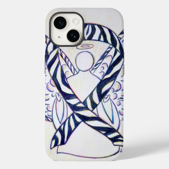 Zebra Stripe Awareness Ribbon Angel iPhone Case (Back)