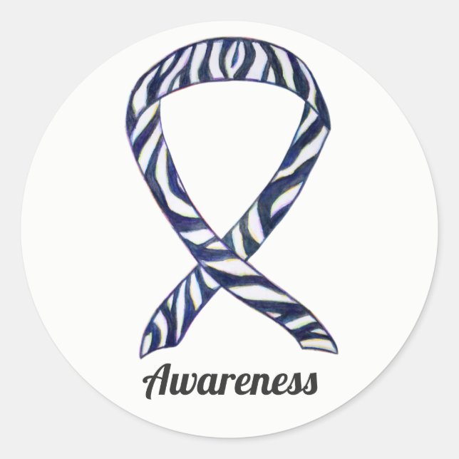 Zebra Stripe Awareness Ribbon Custom Sticker Decal (Front)