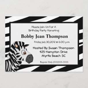 Zebra Stripe Birthday Invitation