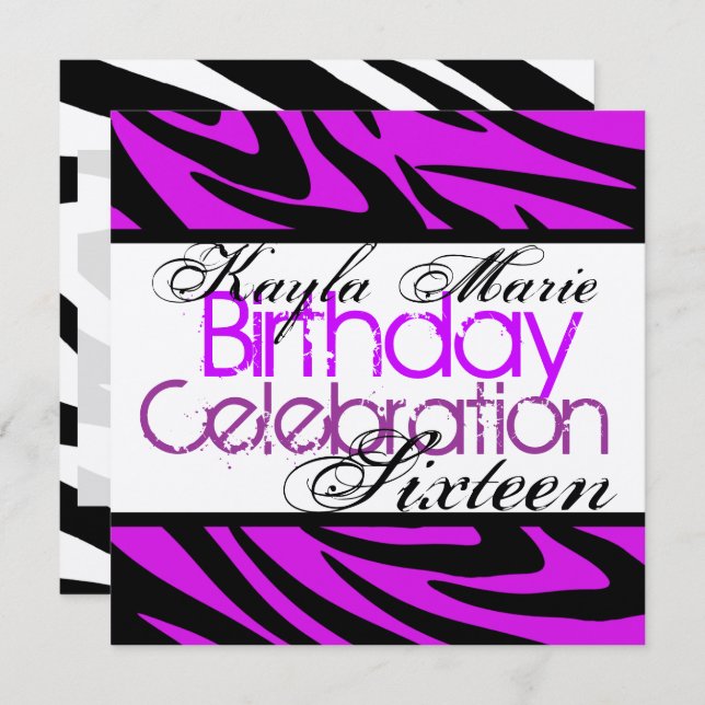 Zebra Stripe/ Cool Purple Invitation (Front/Back)