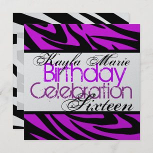 Zebra Stripe/ Cool Purple Invitation