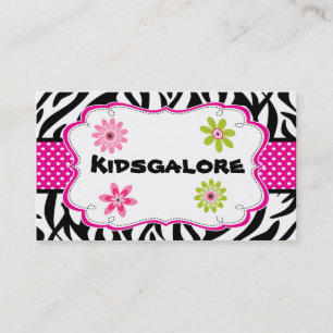 Zebra Stripe & Hot Pink Ribbon Business Card