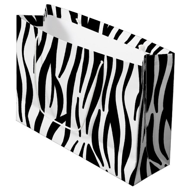 Zebra Stripe Pattern Large Gift Bag (Front Angled)